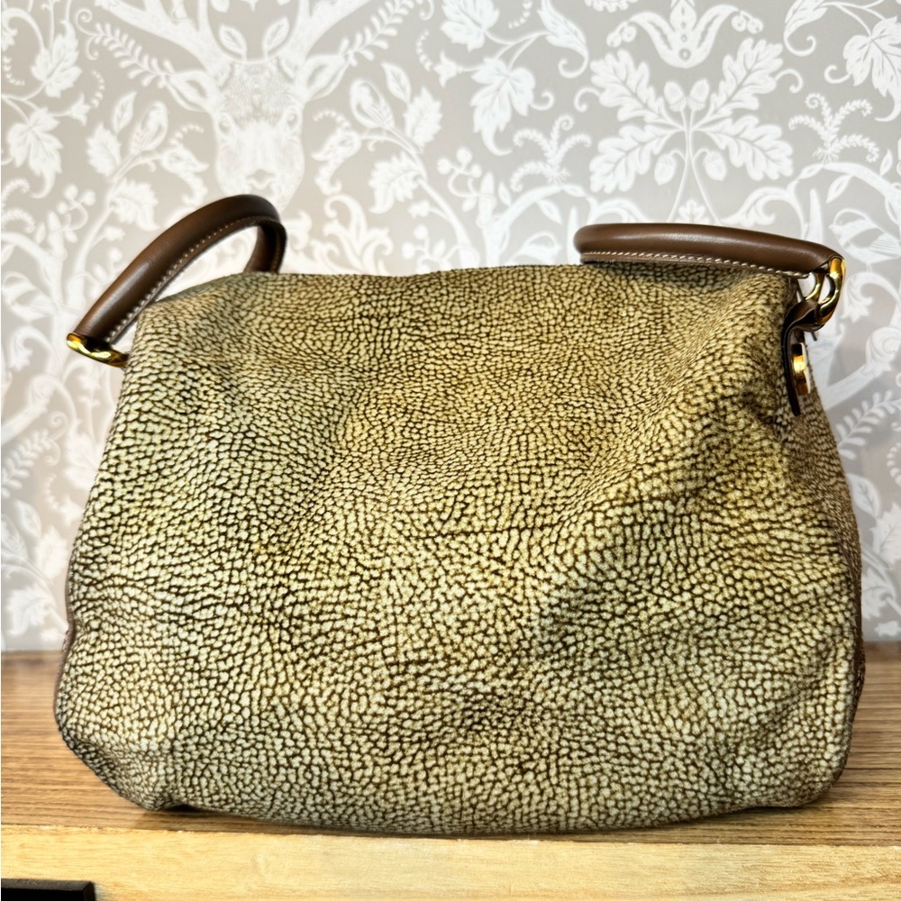BORBONESE Brown Textured Satchel Pouch Included✨️ - Picture 3 of 16